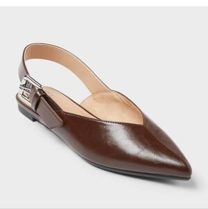 A New Day Woman's Victoria Slingback Side Buckle Flats ~ Brown